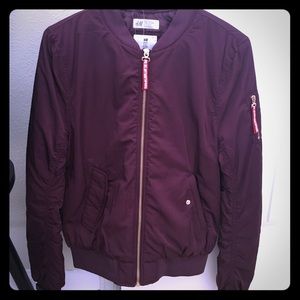 H&M brand burgundy bomber jacket Never worn!!